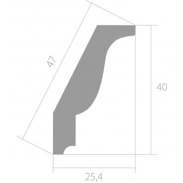 Потолочный плинтус ЛДФ под покраску Ultrawood CR 0025 2440×25,4×40